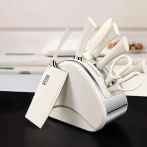White kitchen knife set